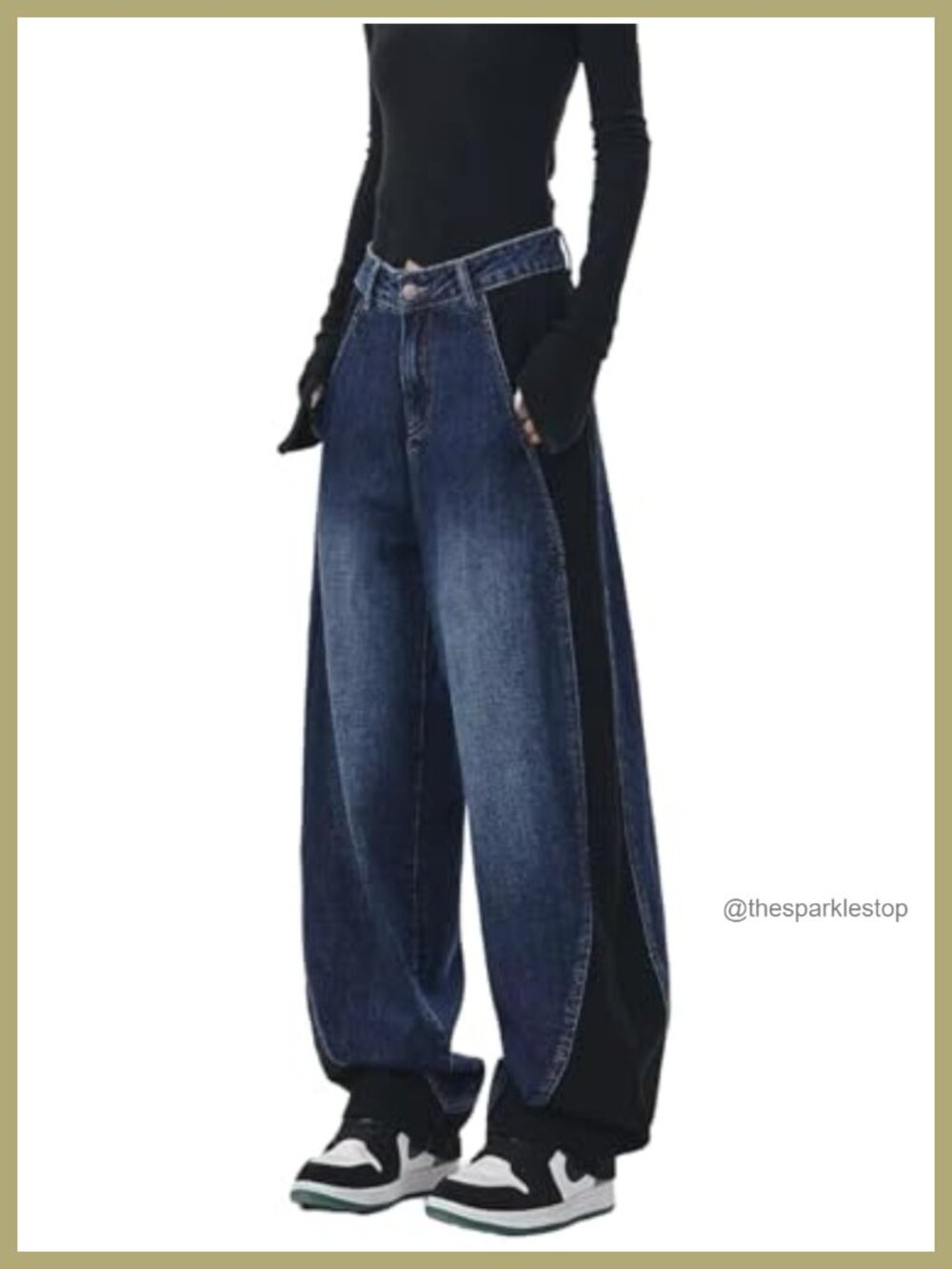 EMMIOL Women Baggy High Waist Boyfriend Vintage Wide Leg Denim Pants